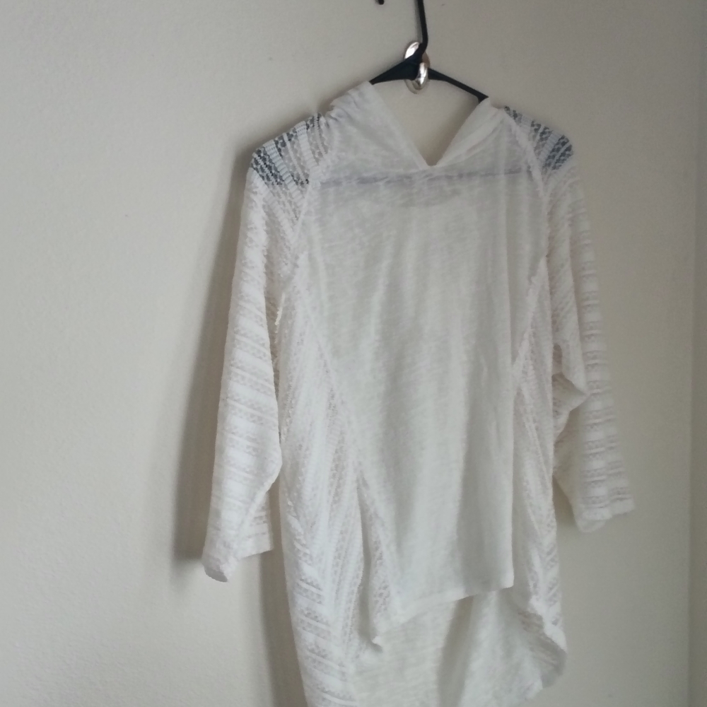 Hoodie Blouse Women 2X White Tops Delicate Elegant Versatile Office Academia Y2K